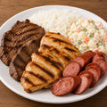 Combo 2: (Potato Salad) Mixed BBQ Combo (Beef, Chicken & Sausage, Rice, Vinaigrette) + Potato Salad  - SATURDAY & SUNDAY